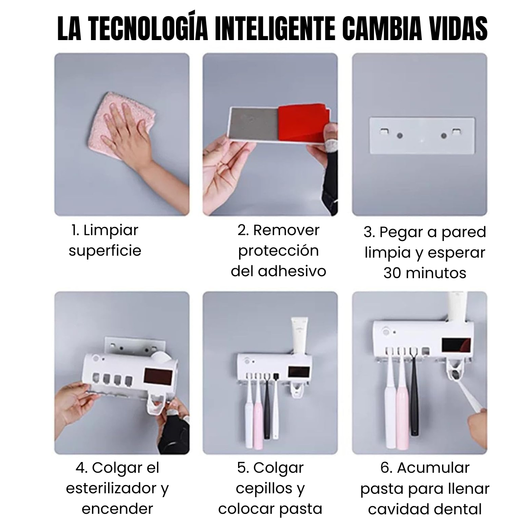 BrushGuard UV Soporte de Cepillos y Esterilizador